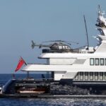 Megayacht with helicopter (and sometimes submarine)